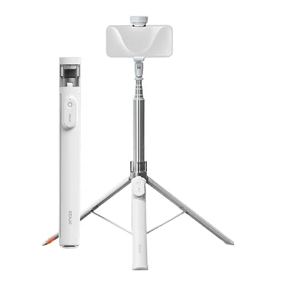 CYKE AB226 2 en 1 Trépied Anti-secousses Auto-déployable et Prolongeable Monopode pour Photographie/Vidéo, sans Lampe de Remplissage - Blanc