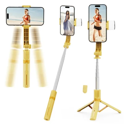 KT08 Phone Gimbal Stabilizer with Single Magnetic Fill Light Bluetooth-compatible Remote Control Anti-shake Tripod Selfie Stick