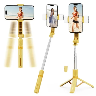 KT08 Phone Gimbal Stabilizer with 2Pcs Magnetic Fill Light Bluetooth-compatible Remote Control Anti-shake Tripod Selfie Stick