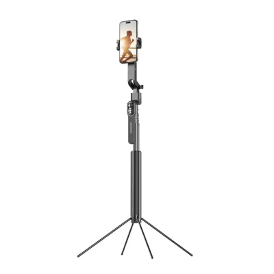 FUNSNAP A8 AI Tracking Phone Tripod 1.9m Extendable 4-Leg Stand for Live Streaming Video Recording (without Fill Light) - Black