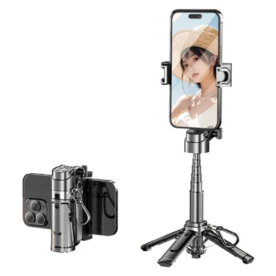 P25Y Mini Portable Selfie Stick Bluetooth-compatible Remote Tripod Stand Extendable Desktop Phone Holder - Black