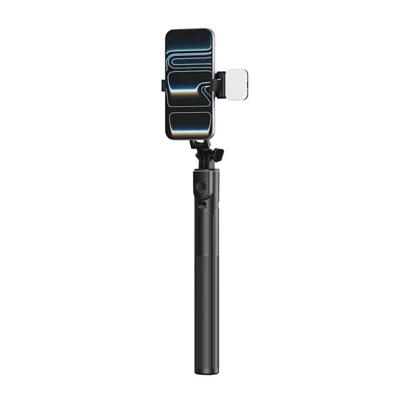 X5SE Selfie Stick Tripod with Single Fill Light 1.7m Extension Bluetooth-compatible Remote Control Portable Live Streaming Phone Stand - Black