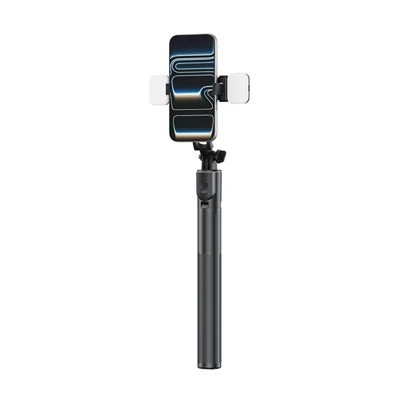 X5SE Selfie Stick Tripod with 2Pcs Fill Light 1.7m Extension Bluetooth-compatible Remote Control Portable Live Streaming Phone Stand - Black