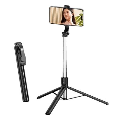 S6 Bluetooth-compatible Selfie Stick 3-Axis Stabilization 1.7m Extendable Tripod Phone Holder with Remote Control for Photography Live Streaming - Black