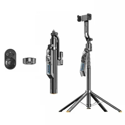 Q575TK AI Selfie Stick Auto Pop-up Face Tracking Gesture Control Bluetooth-compatible Remote Smart Gimbal Tripod for Live Streaming - Black