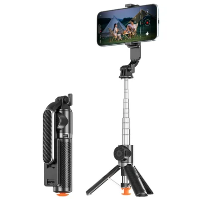 T01S Selfie Stick Tripod 3-in-1 Extendable Bluetooth-compatible Remote Phone Holder Stand for Live Streaming - Black