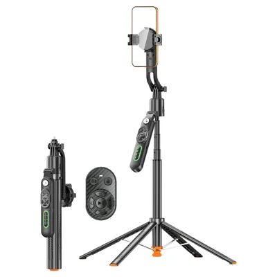Q625MF 1.82m Extendable Selfie Stick AI Smart Tracking Auto Open Tripod for Smartphone Live Streaming