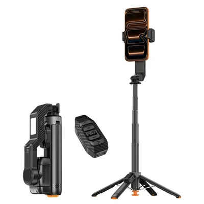 Q41 Single-Axis Selfie Stick Tripod Stabilizer with Fill Light Bluetooth-compatible Remote for Smartphone - Black