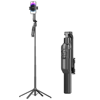 JMARY KT-299 1.8m AI Face Tracking Selfie Stick 360° Rotation Tripod with Remote Control - Black