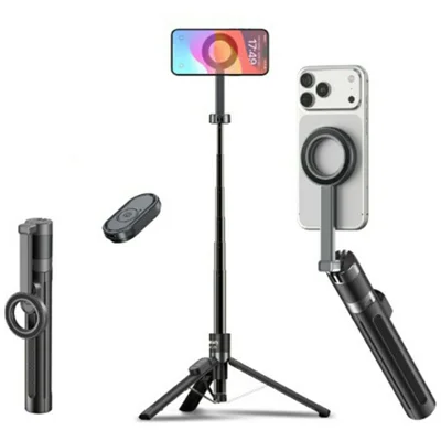 JMARY KT-279 1.54m Selfie Stick Aluminum Alloy Extendable Tripod with Remote Control for Vlog Live Streaming - Black