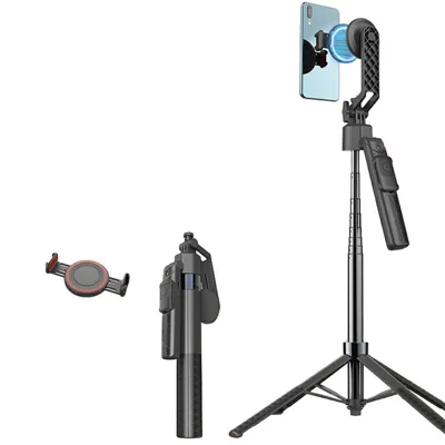 Q17 Pro AI Tracking Gimbal Selfie Stick with Magnetic Phone Holder Gesture Control Stabilizer for Live Streaming - Black