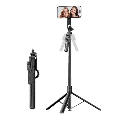 K53 Magnetic Phone Holder Selfie Stick 360 Degree Rotatable Gimbal Tripod Stand for Live Streaming - Black