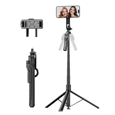 K53 Magnetic Phone Holder Selfie Stick with Phone Clip 360 Degree Rotatable Gimbal Tripod Stand for Live Streaming - Black