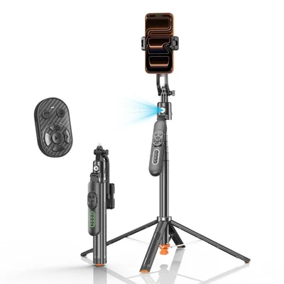 Q11 Automatic AI Face Tracking Phone Tripod Anti Shake 1.83m Extension ABS + Aluminum Alloy Bluetooth-compatible 5.2 Selfie Stick for Photography - Black