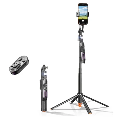 Q13TK Selfie Stick with 360 Degree Face Tracking ABS + Aluminum Alloy 1500mAh Battery Phone Tripod - Black