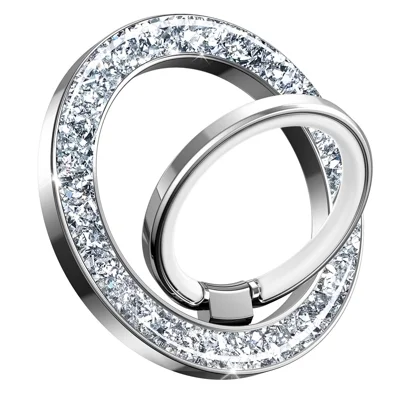 Phone Ring Holder Epoxy Glitter Crystal Diamond Ring Stand 125° Flip Ring Grip Desktop Kickstand - Silver