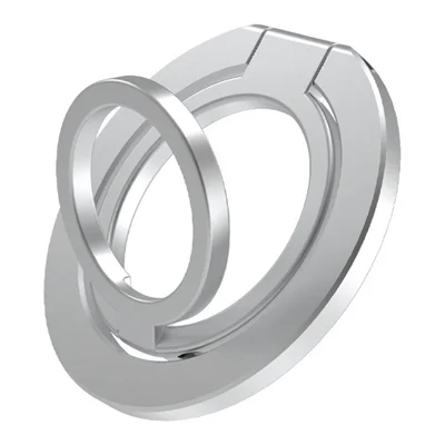 MP-38 Dual Ring Magnetic Phone Stand 125° Rotation Desktop Holder Double Sided Strong Magnet Phone Kickstand - Silver
