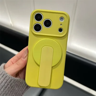 BP-1R Anillo Soporte Magnético de Empuje-Tracción con Correa de Dedo Táctil Funda con Soporte Giratorio - Amarillo