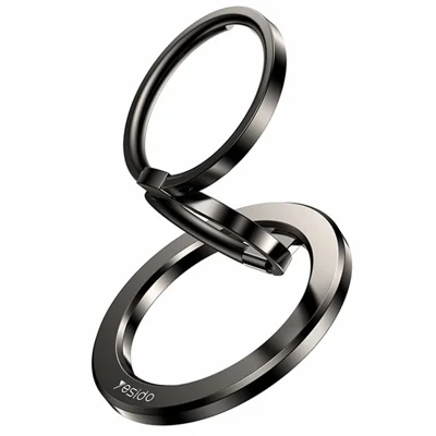 YESIDO C206 Dubbelring av zinklegering med magnetisk vikbar ringfot för mobiltelefon