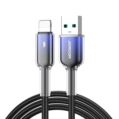 JOYROOM S-A42 1.2m 3A USB-A to Lightning Fast Charging Data Cable Nylon Braided Cord - Black