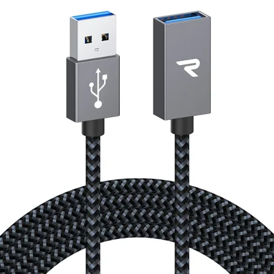 RAMPOW 2m USB 3.0 Nylon Braided Cable USB A Male to Female USB Extension Cord