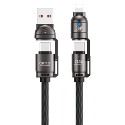 REMAX C1 240W 4 in 1 Multi-Charging Cable 1.2m / 3.9ft L Port / Type-C / USB-A Fast Charging Cord for Tablets / Phones