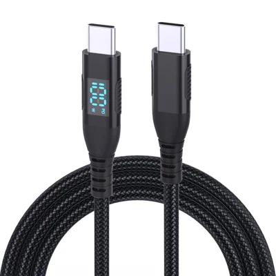3m USB-C to USB-C Cable 100W 5A / 20V Nylon Braided Phone Tablet Fast Charging Digital Display Cord - Black