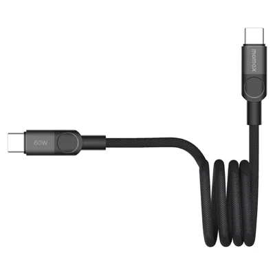 MOMAX Mag.Link 1m 60W Magnetic Braided Fast Charging Cable USB C to USB C Data Cord - Black