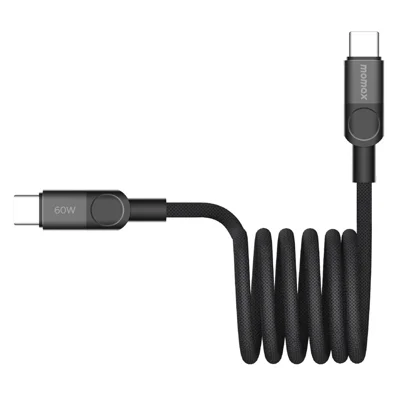MOMAX Mag.Link 2m 60W Magnetic Braided Fast Charging Cable USB C to USB C Data Cord - Black