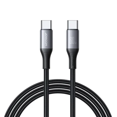 JOYROOM S-A28 2m 60W Fast Charging Cable Type-C to Type-C Data Cord - Black