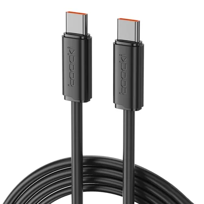 TOOCKI TQ-X20 1m USB C to C TPE Cable PD 100W Fast Charging Data Cord for iPhone  /  Huawei  /  Xiaomi - Black