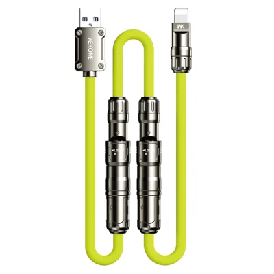 WEKOME WDC-77 3-in-1 Multi Charging Cable 240W Super Fast Charge Silicone Data Cable For USB  /  Type-C  /  iP - Yellowgreen