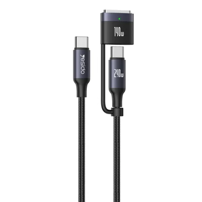 YESIDO CA197 USB C to USB C / Magnetic Head 2 in 1 240W Fast Charging Cable for MacBook
