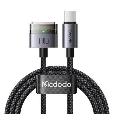 MCDODO CA-207 2m 140W USB C to Compatible with MagSafe 3 Cable with Indicator Light Nylon Braided Charging Cord - Black
