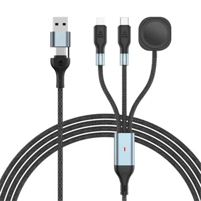 2m 2 in 1 USB A  /  Type-C to USB C /  8 Pin  /  for Apple Watch Charger Dock PD 100W Fast Charging Cable