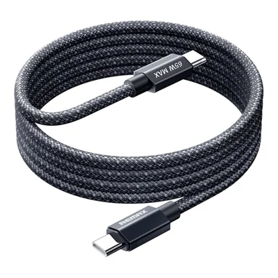 REMAX CB01 1.2M USB-C to USB-C Braided Data Cable PD 65W Fast Charging Cable with LED Indicator