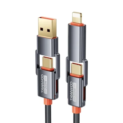 TRANYOO T-XS10 4 in 1 240W Fast Charging Cable Type-C / USB to Type-C / 8-Pin Zinc Alloy Braided Cord