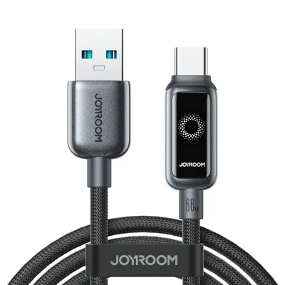 JOYROOM S-A55 1.2m USB-A to Type-C Cable 66W Fast Charging Auto Power Off Data Cord - Black