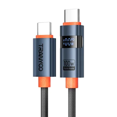 TRANYOO CC-6 1.2m Type-C to Type-C Digital Display Fast Charging Cable 100W Laptop Charge Cord