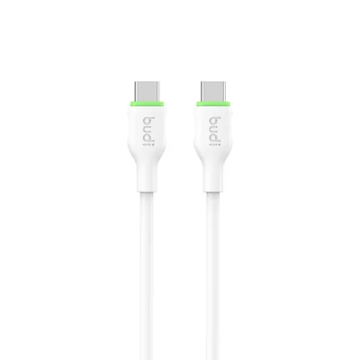 BUDI DC261TT12W 1,2 m 65 W hurtigladekabel Type C, blødt TPE USB-C til USB-C datakabel