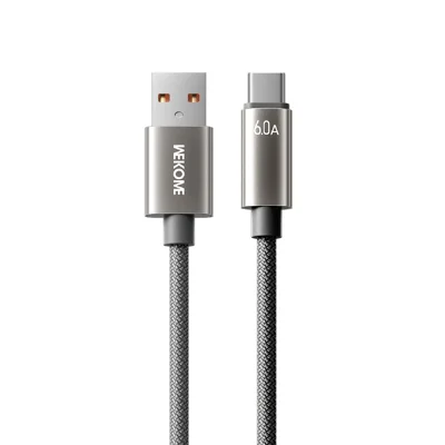 WEKOME WDC-63a USB to Type-C Charger Cable 1.2m 66W Fast Charging Data Transfer Braided Nylon Cord for Phone  /  Tablet - Grey