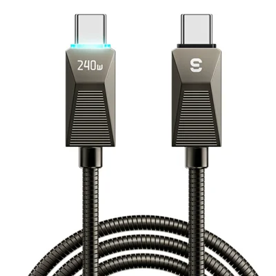 ESSAGER 1m 240W Fast Charging Wire USB C to USB C Stainless Steel Data Transfer Cable