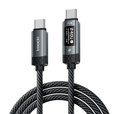 TOOCKI TX111C4 240W OLED-display USB-C-kabel 1 m, snel oplaadkabel, gegevensoverdracht 480 Mbps voor laptops/tablets/telefoons