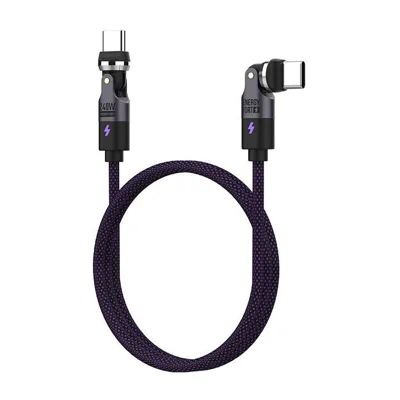SIKAI Type C to Type C Data Cable 240W High Power Fast Charging USB C Braided Wire for Phones/Tablets/Laptops - Dual Head 540 Degree Rotation