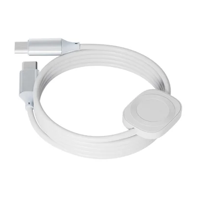 1.2m 2 in 1 Type-C Fast Charging Cable for iPhone / Apple Watch 100W Magnetic Wireless Charger - White