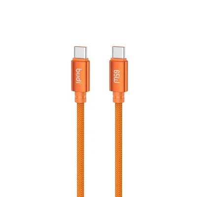 BUDI DC271TT15C 1,5 m 65 W hurtigladekabel, Type-C til Type-C, Nylon datakabel