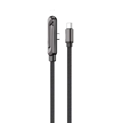1.5m 240W 90 Degree Angled Type-C to Type-C Gaming Phone Charging Data Cable with Phone Stand