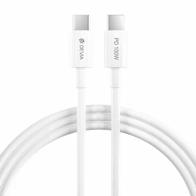 DEVIA EC317 Smart Series 1.5m Type-C to Type-C PD 100W Fast Charging Cable TPE Data Cord - White
