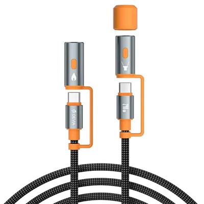DEVIA EC660 1.5m Ultra 2 Type-C to Type-C PD 240W Multi Function Data Cable with Lamp and Lighter - Black
