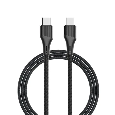 LDNIO 1m PD 100W USB-C to USB-C Fast Charging Cable for iPhone/iPad/Mac Nylon Braided Data Cord - Black